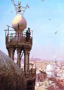 Jean-Leon Gerome A Muezzin Calling from the Top of a Minaret the Faithful to Prayer oil on canvas